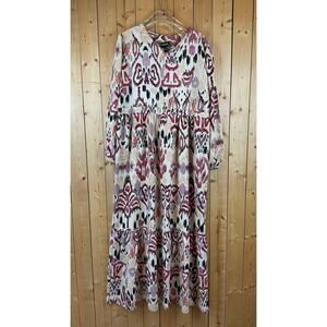 Women's Samar Multi-Color Print Full-Length Dress, Cream/Multi- *EST* Size L